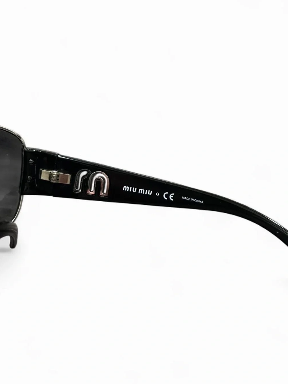 Miu Miu Black & Silver Aviator Sunglasses – Y2K Designer